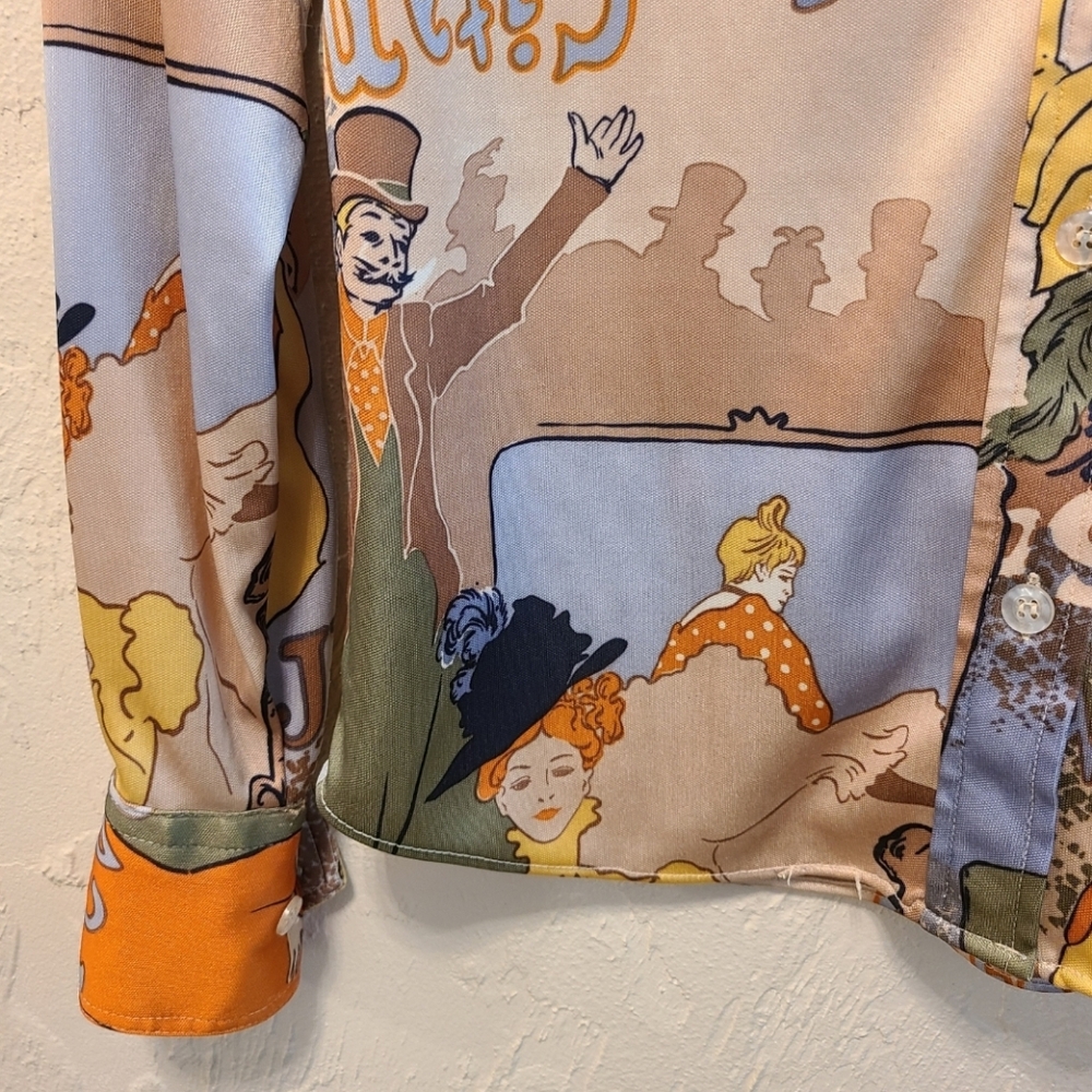 Vintage 70s Sears Jr. Toulouse-Lautrec Moulin Rouge Shirt - Picture 5 of 13
